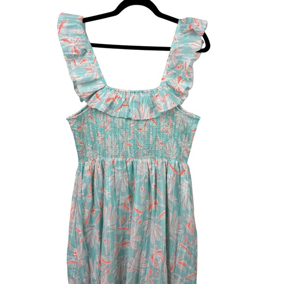 Vineyard Vines Maxi Dress Small Smocked Ruffle‎ Coral Cottagecore Romantic - Picture 11 of 16